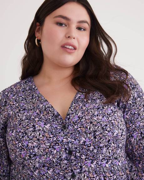 Printed Long-Sleeve Swing Dress