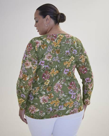 Floral Square-Neck Fitted Knit Top - Addition Elle