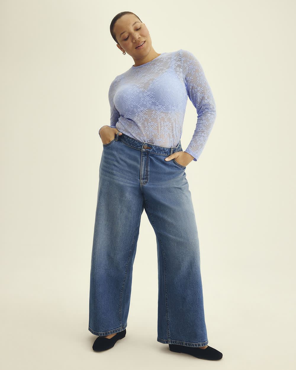 Low Rise Baggy Wide Leg Denim - Addition Elle