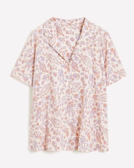 Chemisier de nuit boutonné rose fleuri - ti VOGLIO