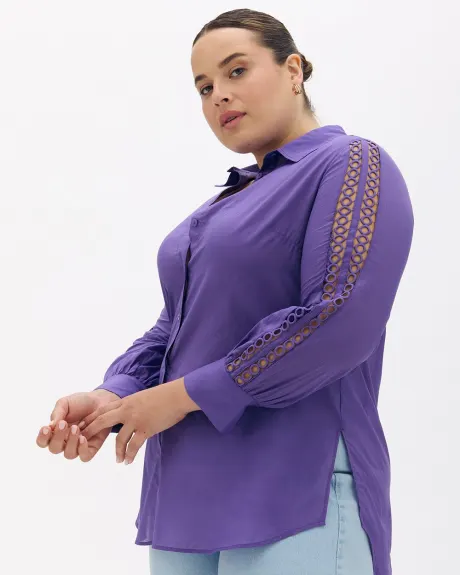 Long-Sleeve Voile Buttoned Down Tunic - Addition Elle