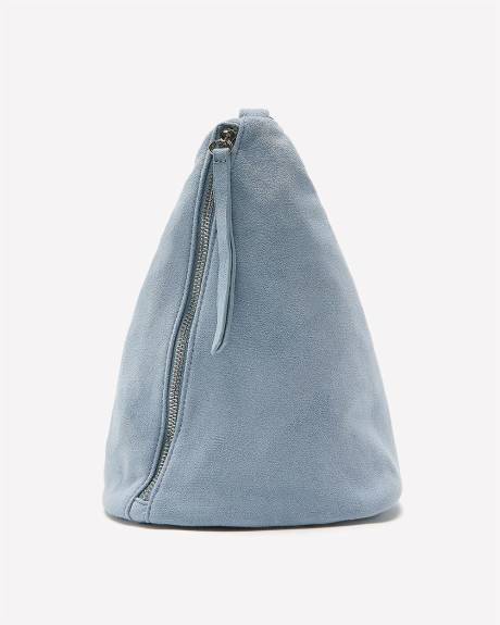 Sac &agrave; bandouli&egrave;re en su&egrave;de bleu-gris