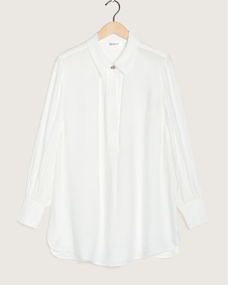 Blouse ample unie avec boutons-bijoux - Addition Elle