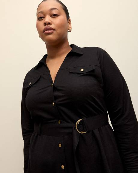 Robe utilitaire noire boutonnée en tricot