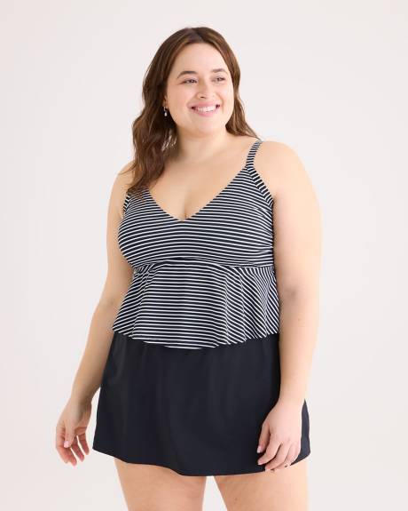 Striped Short Swing Tankini Top