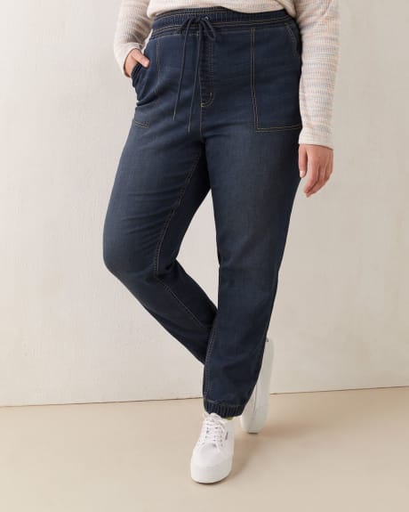 Stretch Knit-Like Denim Jogger Pant, Dark Wash - d/C Jeans