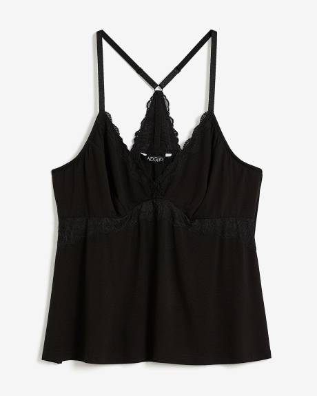 Responsible, Black Babydoll Cami with Lace Trim - ti Voglio