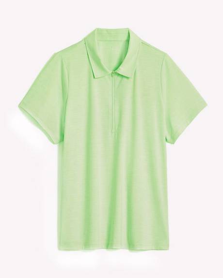 Heather Short-Sleeve Zip Polo Top - Active Zone