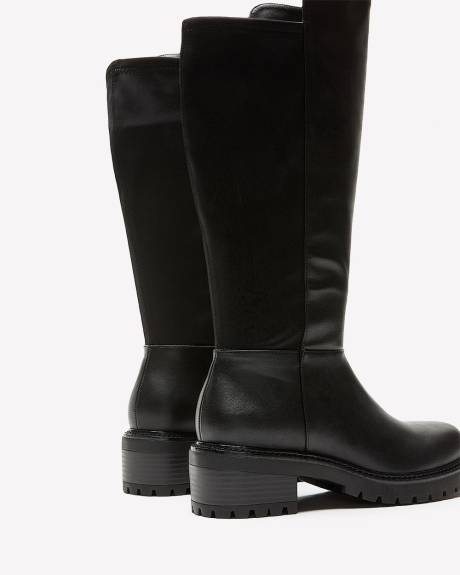 Extra Wide Width, Tall Black Faux Leather Boot with Extra Wide Calf