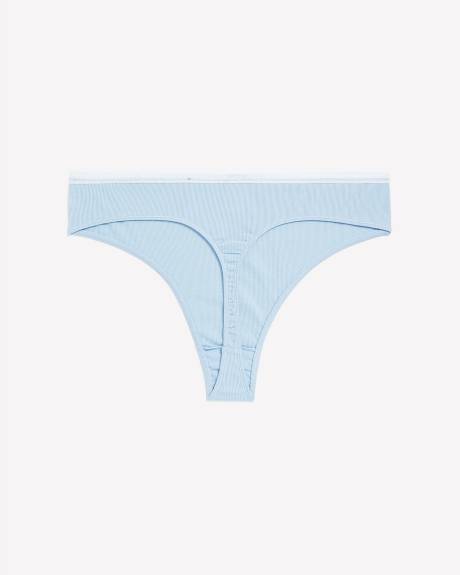 Solid Ribbed Thong with Lace - ti Voglio