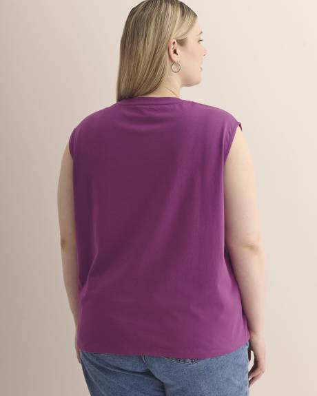 Sleeveless Tank with 3D Floral Detail