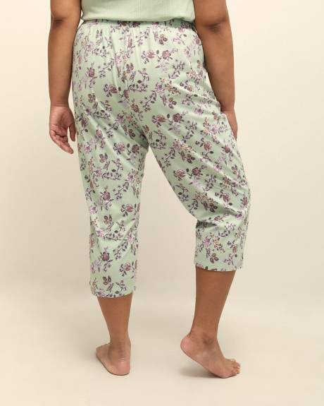 Pantalon de pyjama capri vert fleuri - ti Voglio