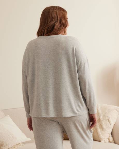 Long-Sleeve Knit Pyjama Top with Fair Isle Front Print - ti Voglio