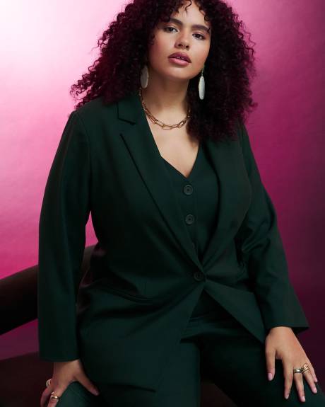 Twill Fitted Blazer, Green - Addition Elle