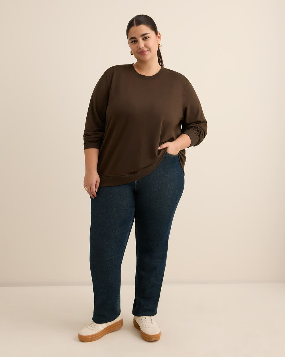 Boyfriend-Fit Crewneck Sweatshirt - PENN. Essentials Boyfriend-Fit Crewneck Sweatshirt - PENN. Essentials