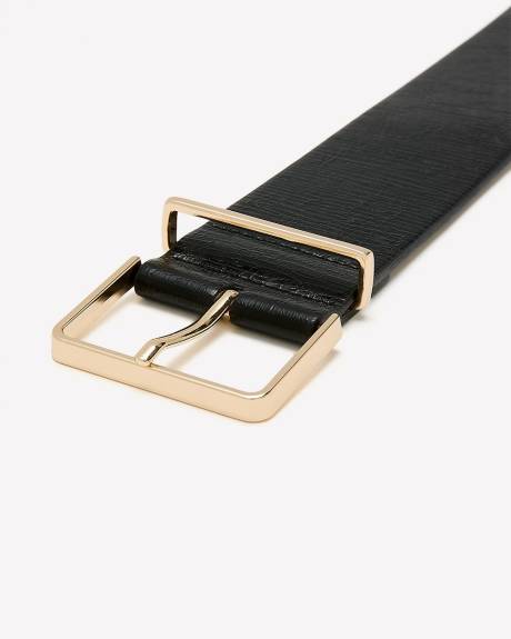 Black Faux Leather Belt with Sleek Buckle