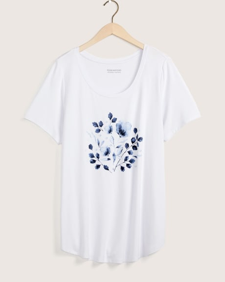T-shirt imprimé à manches courtes et encolure dégagée, coupe moderne - In Every Story