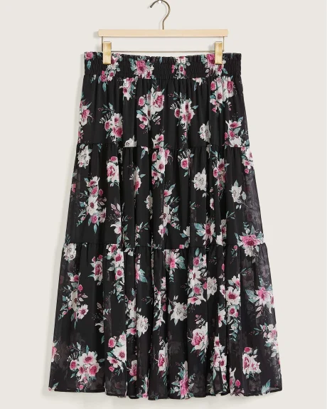 Printed Tiered Pull-On Skirt - In Every Story