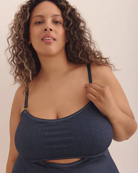 Maillot une-pièce bleu Samantha avec ouverture à l'avant - Nana The Brand