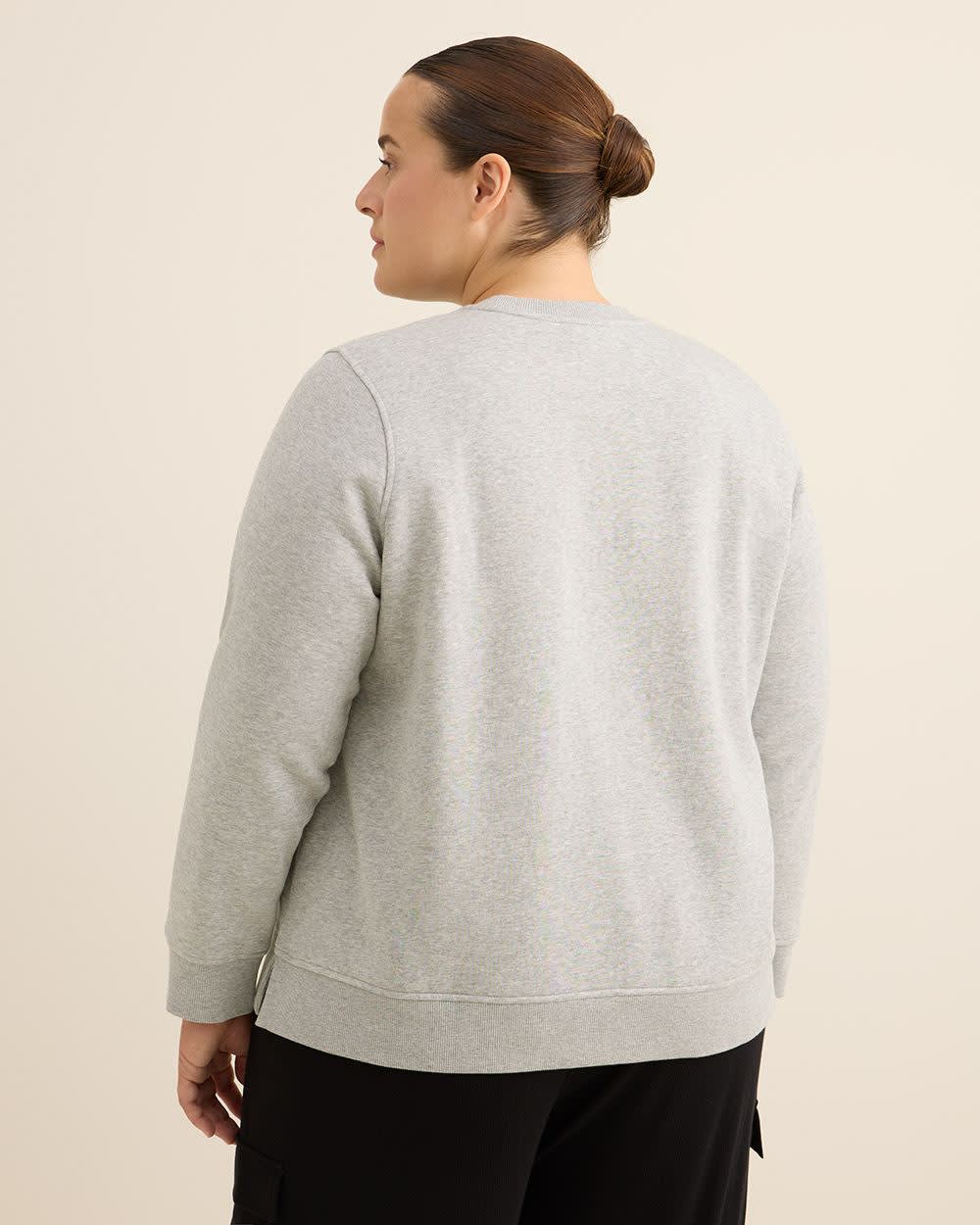 Heather Grey Fleece Crewneck Sweatshirt with Bow Heather Grey Fleece Crewneck Sweatshirt with Bow