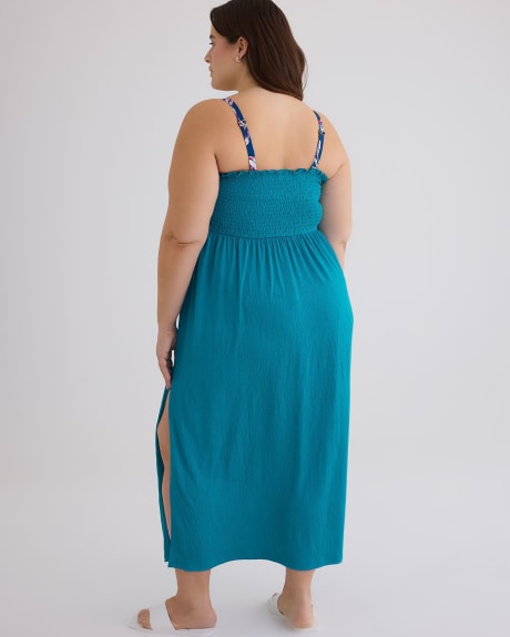 Maxi Cover-Up Swim Dress with Smocking
