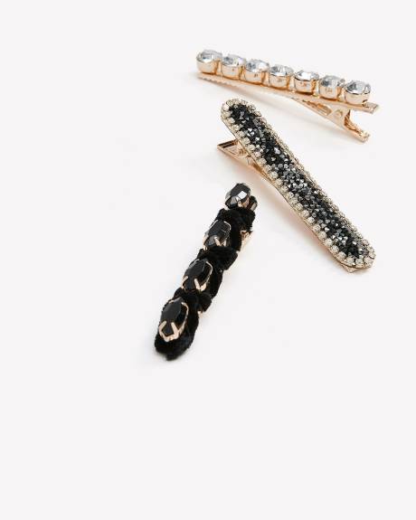 Barrettes à cheveux de fantaisie, ens. de 3
