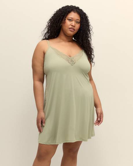 Satin Microfibre Nighty with Lace Details - Déesse Collection