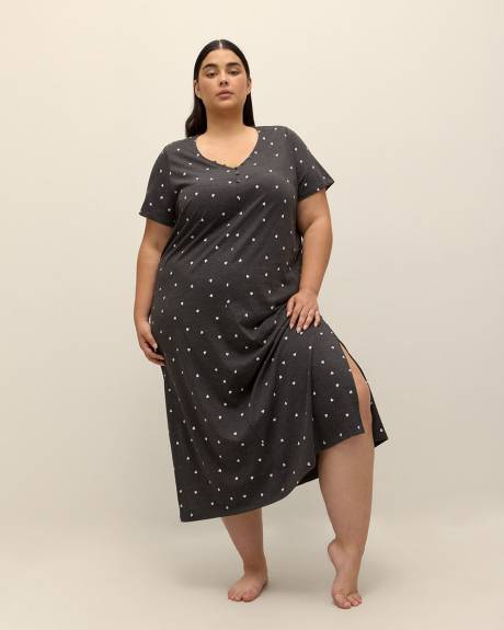 Robe de nuit longue à manches courtes imprimée - ti Voglio