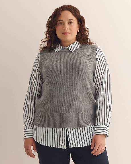 Veste en tricot à mailles torsadées, tissu responsable