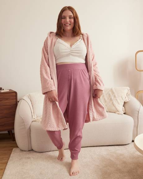 Pink Waffle Knit Jogger Pyjama Pant - ti Voglio