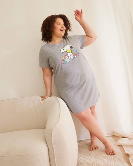 Short-Sleeve Sleepshirt with Snoopy Print - ti Voglio