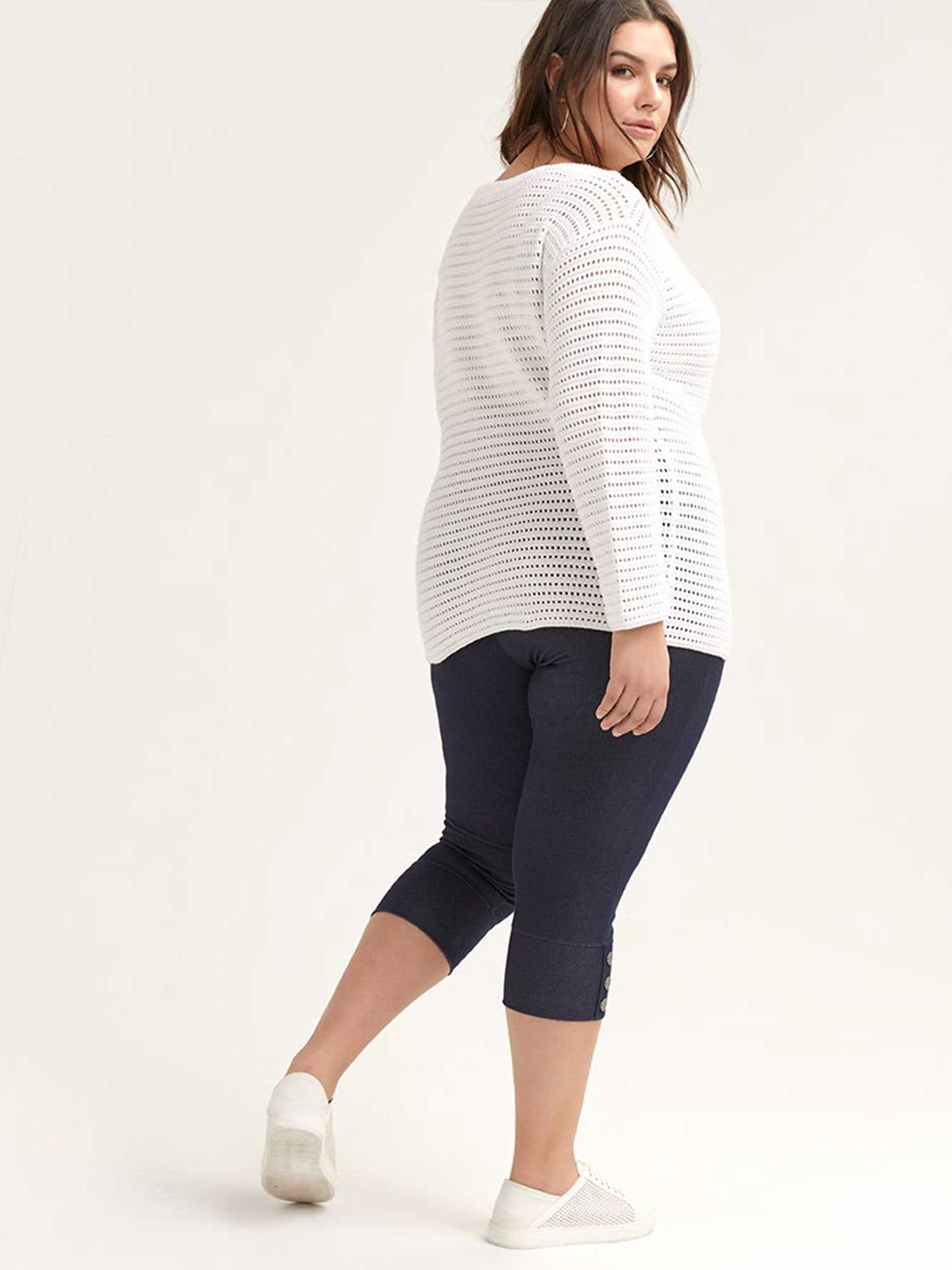 Denim Capri Legging with Decorative Buttons Penningtons