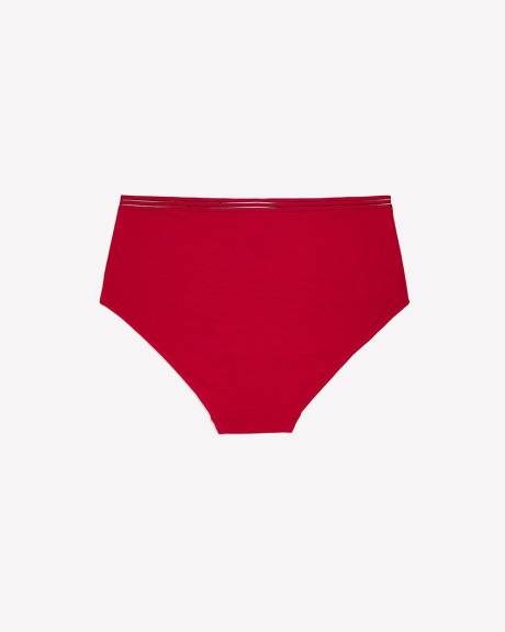 Red Cotton Brief with Striped Elastic - ti Voglio