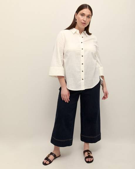 Cotton Blend Buttoned Down Shirt - Addition Elle