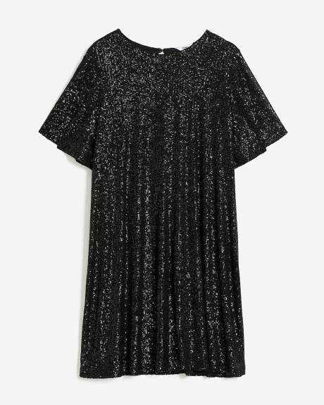 Robe à manches courtes en tricot à paillettes
