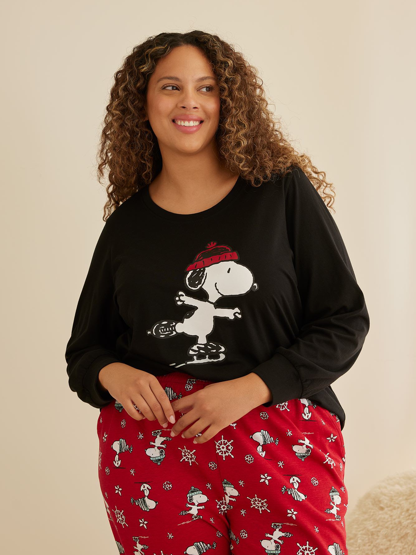 Long-Sleeve Pyjama Sweatshirt with Snoopy Print - ti Voglio