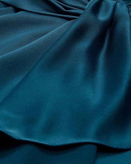 Cowl-Neck Faux-Wrap Satin Maxi Dress - City Chic