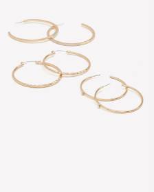 Boucles d'oreilles anneaux dorées assorties, ens. de 3