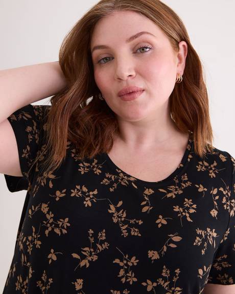 Responsible, Printed Modern Short-Sleeve Scoop Neck Tunic