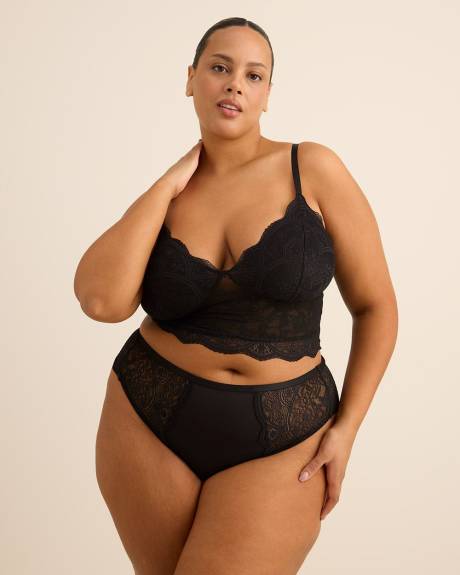 Camisole courte noire en dentelle sexy - Déesse Collection