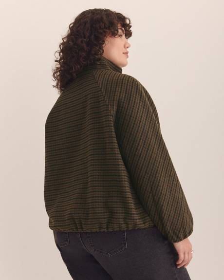 Houndstooth Balloon-Hem Bomber Jacket
