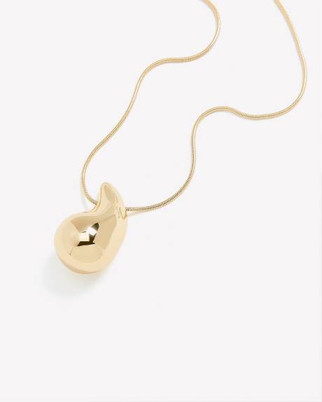 Golden Short Necklace with Puffy Tear Drop