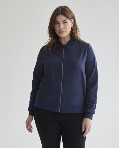 Solid Bomber with Mao Collar - Addition Elle