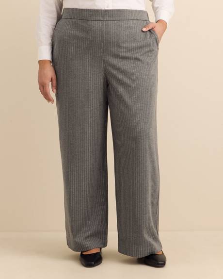 Striped Ponte de Roma Wide-Leg Pant