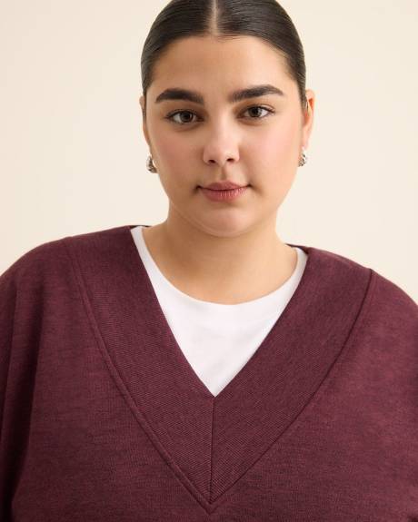 Dropped Shoulder Long-Sleeve V-Neck Top