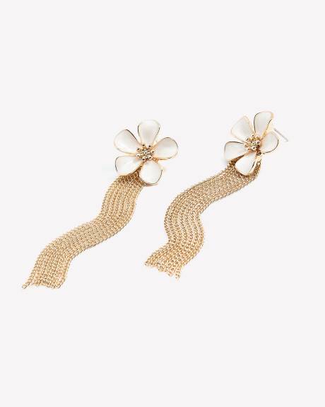 Flower Earrings with Chains