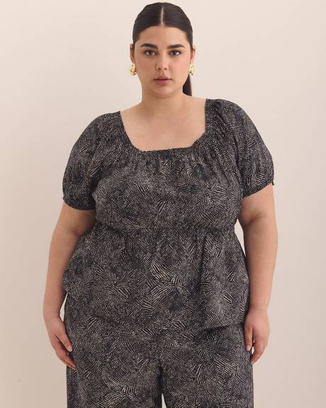 Blouse à encolure carrée avec manches courtes ballon