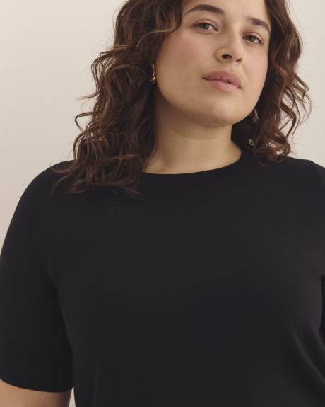Pull à col rond et manches mi-longues, tissu responsable