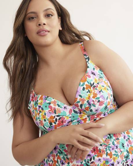 Printed Underwire Tankini Top
