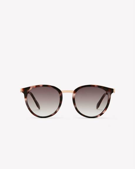 Round Tortoise Sunglasses with Metal Temples